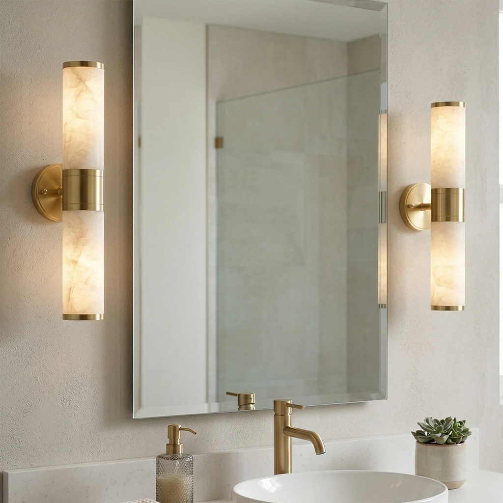 Cylindrical Lampatrin Alabaster Wall Lamp by Bling Lighting Studio