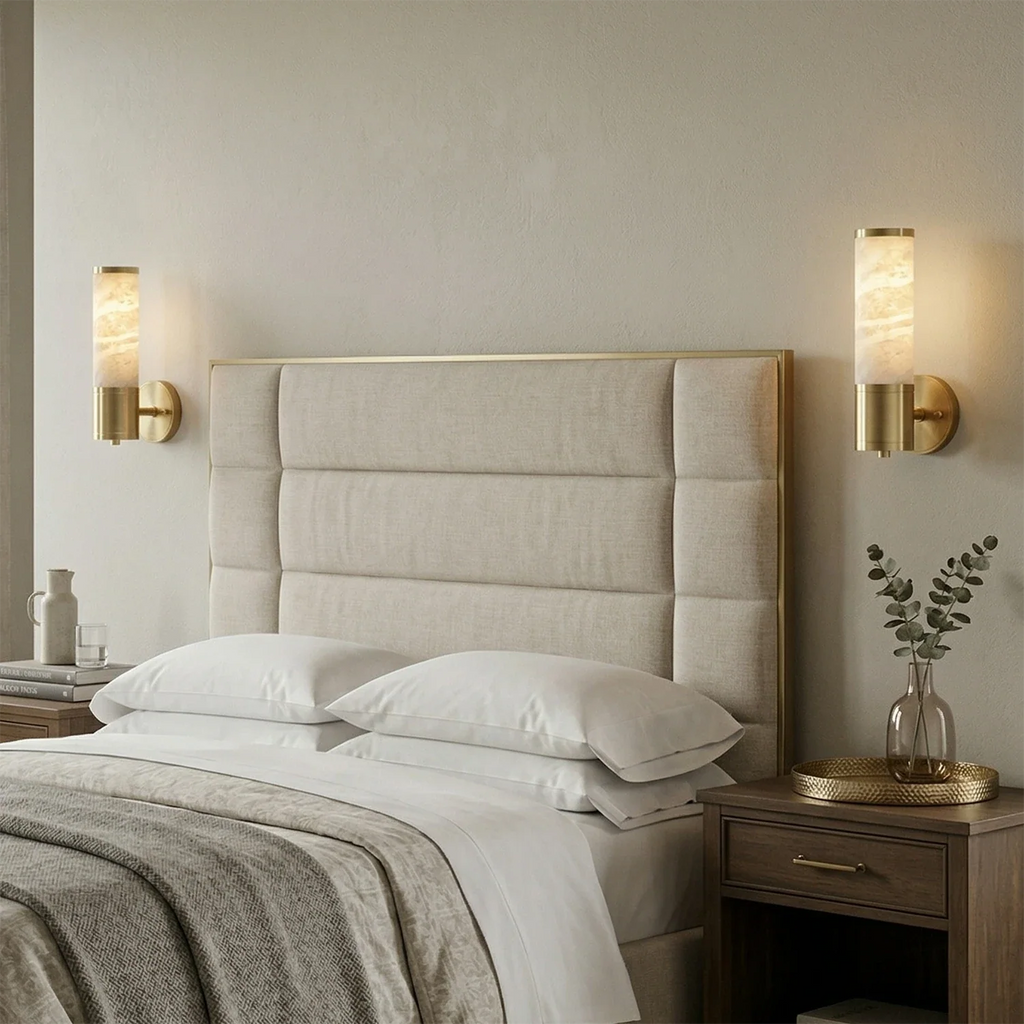 Cylindrical Lampatrin Alabaster Wall Lamp by Bling Lighting Studio