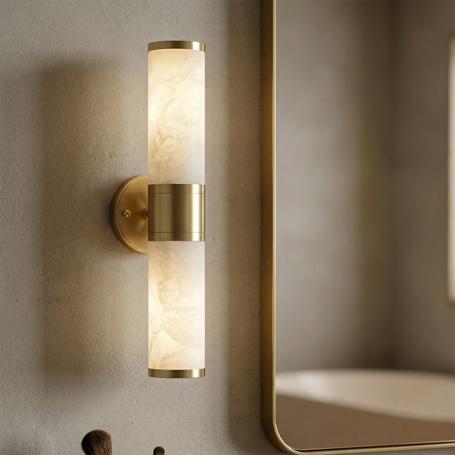 Cylindrical Lampatrin Alabaster Wall Lamp by Bling Lighting Studio