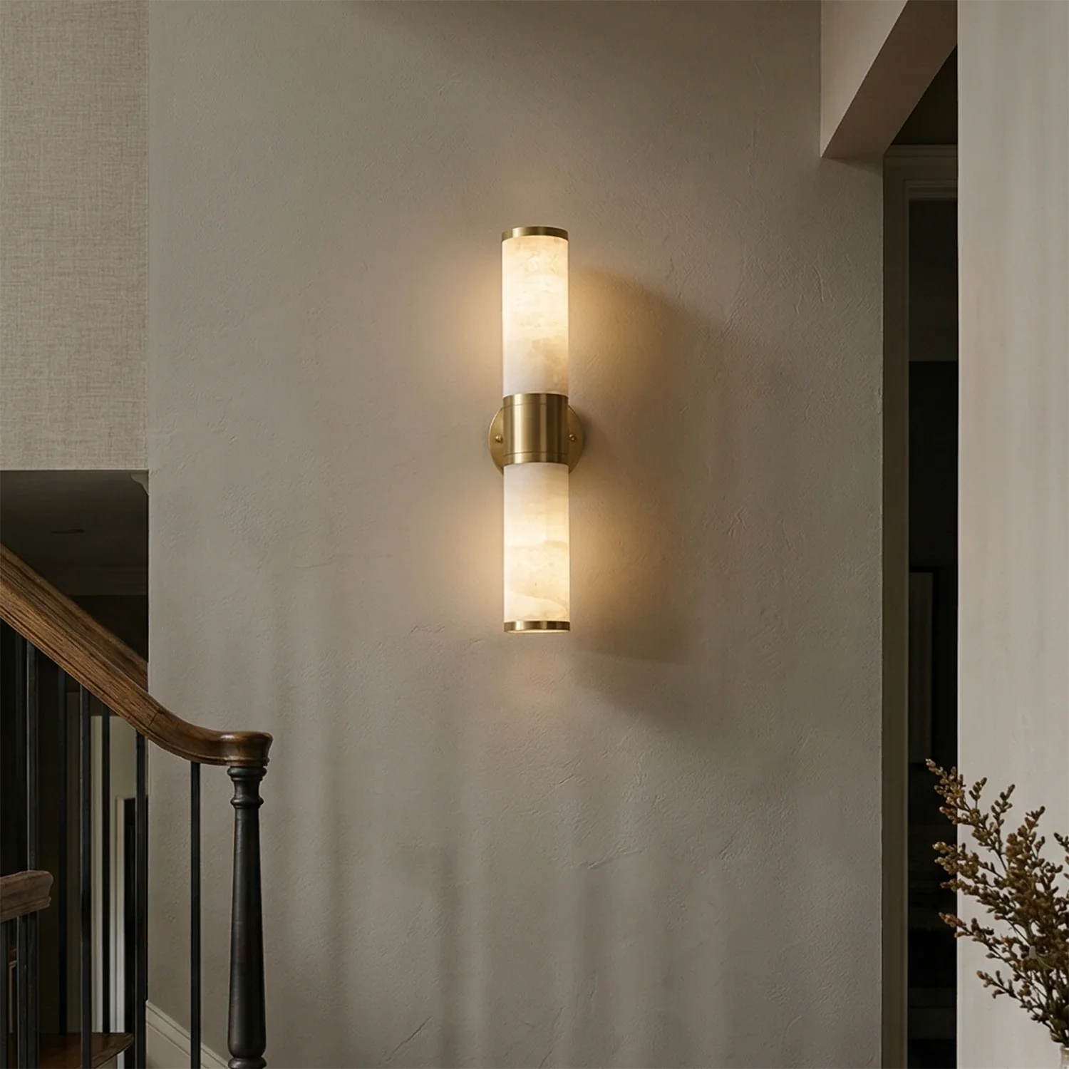 Cylindrical Lampatrin Alabaster Wall Lamp by Bling Lighting Studio