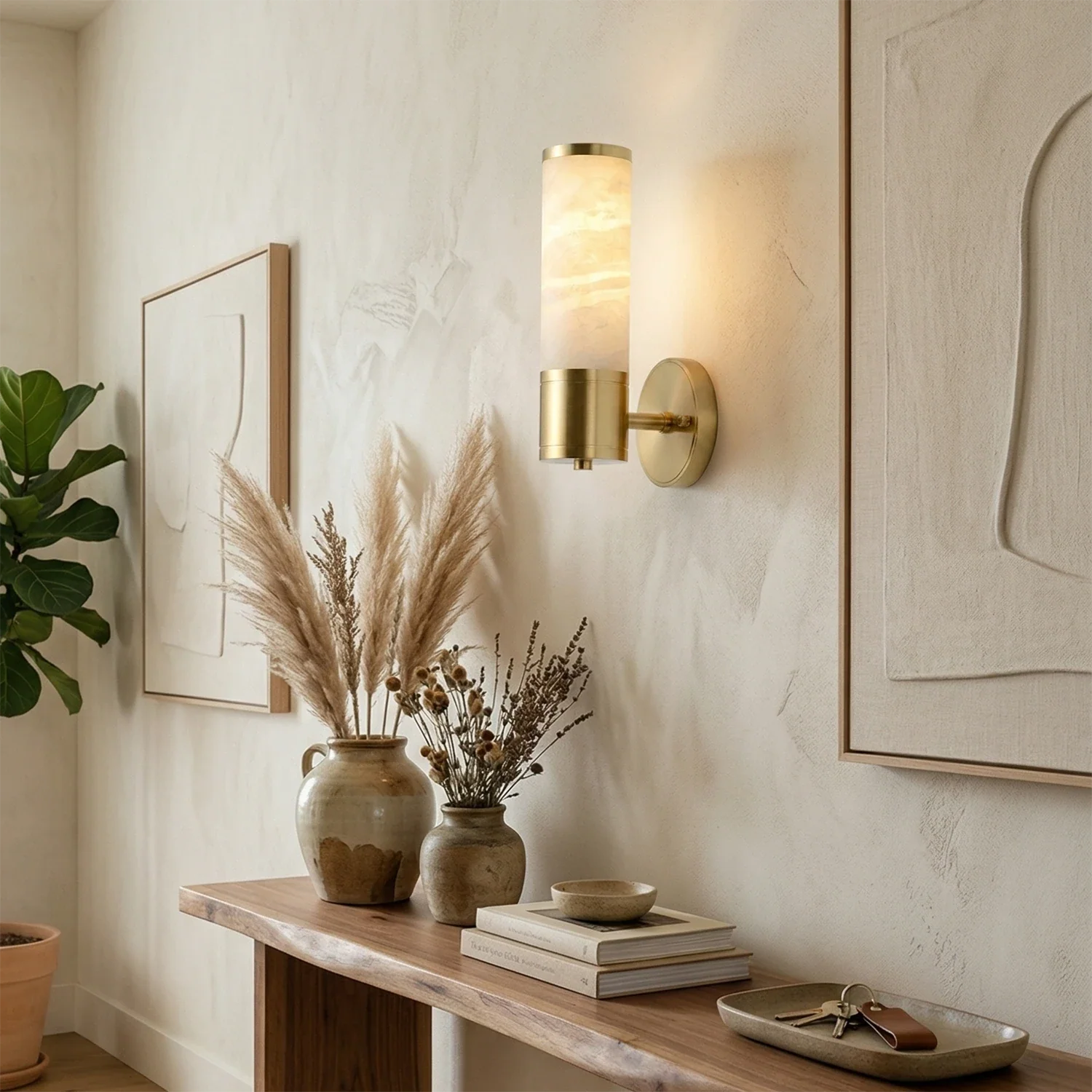 Cylindrical Lampatrin Alabaster Wall Lamp by Bling Lighting Studio