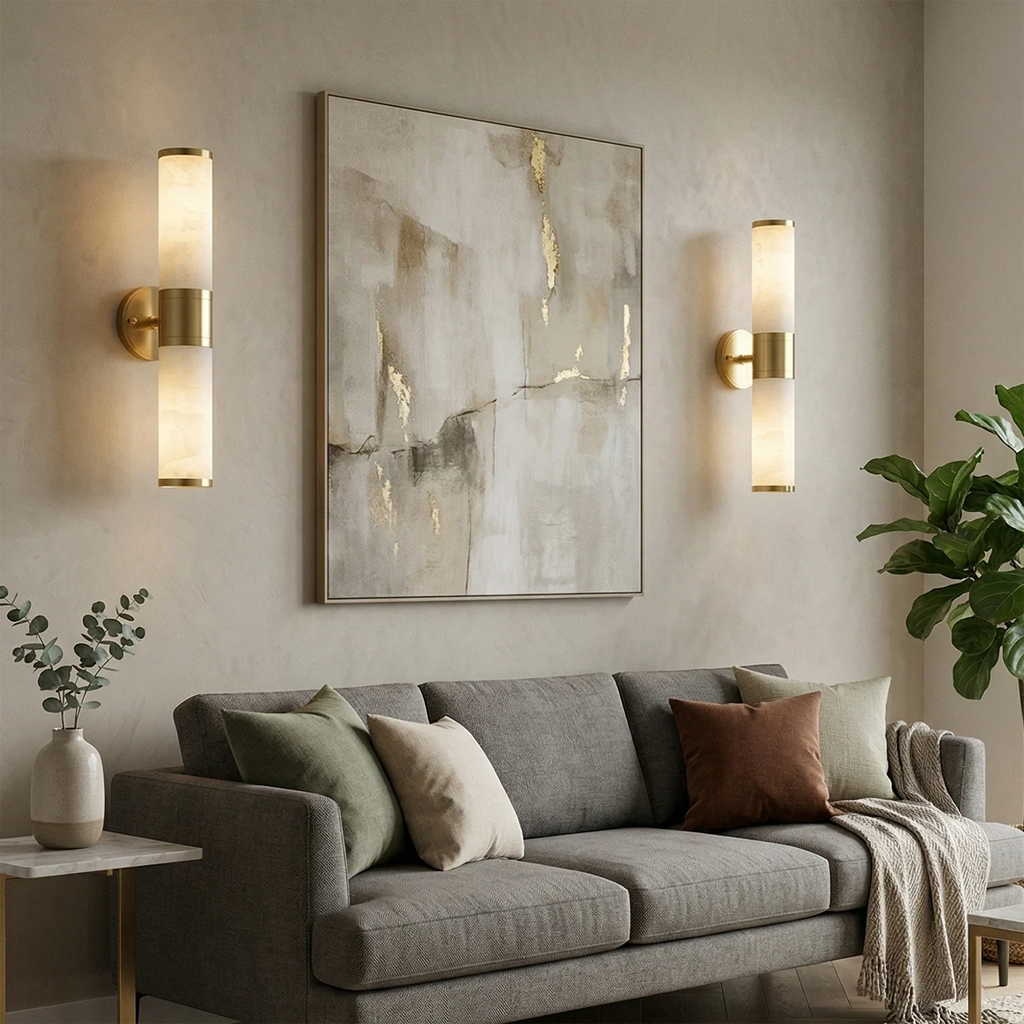 Cylindrical Lampatrin Alabaster Wall Lamp by Bling Lighting Studio