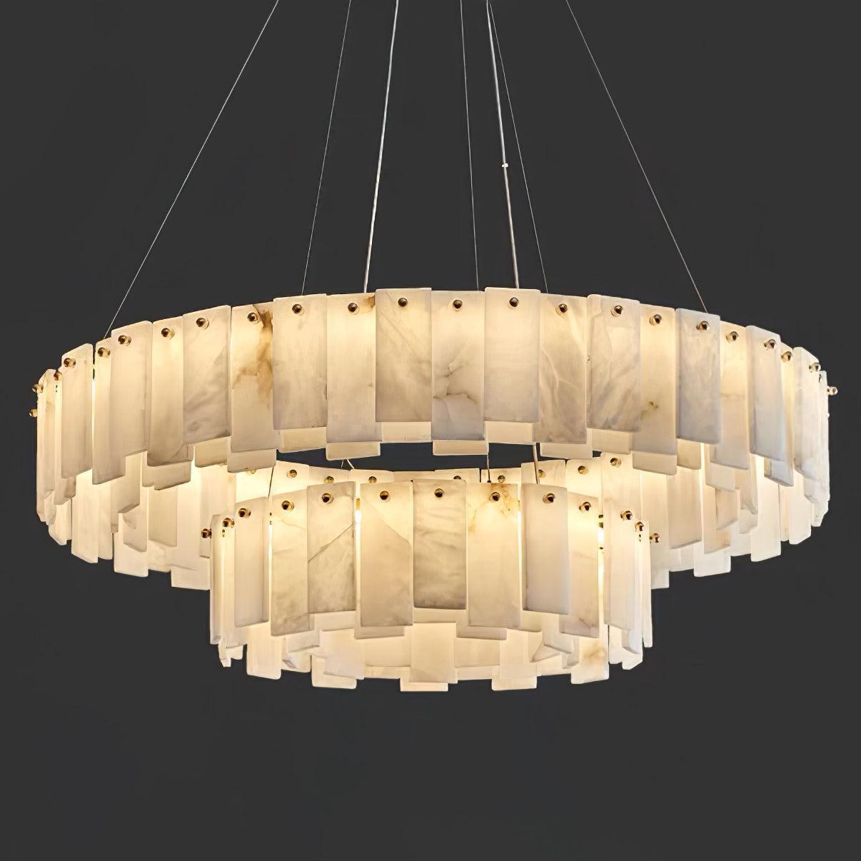 Halos Alabaster Round/Square Chandelier by Bling Lighting Studio