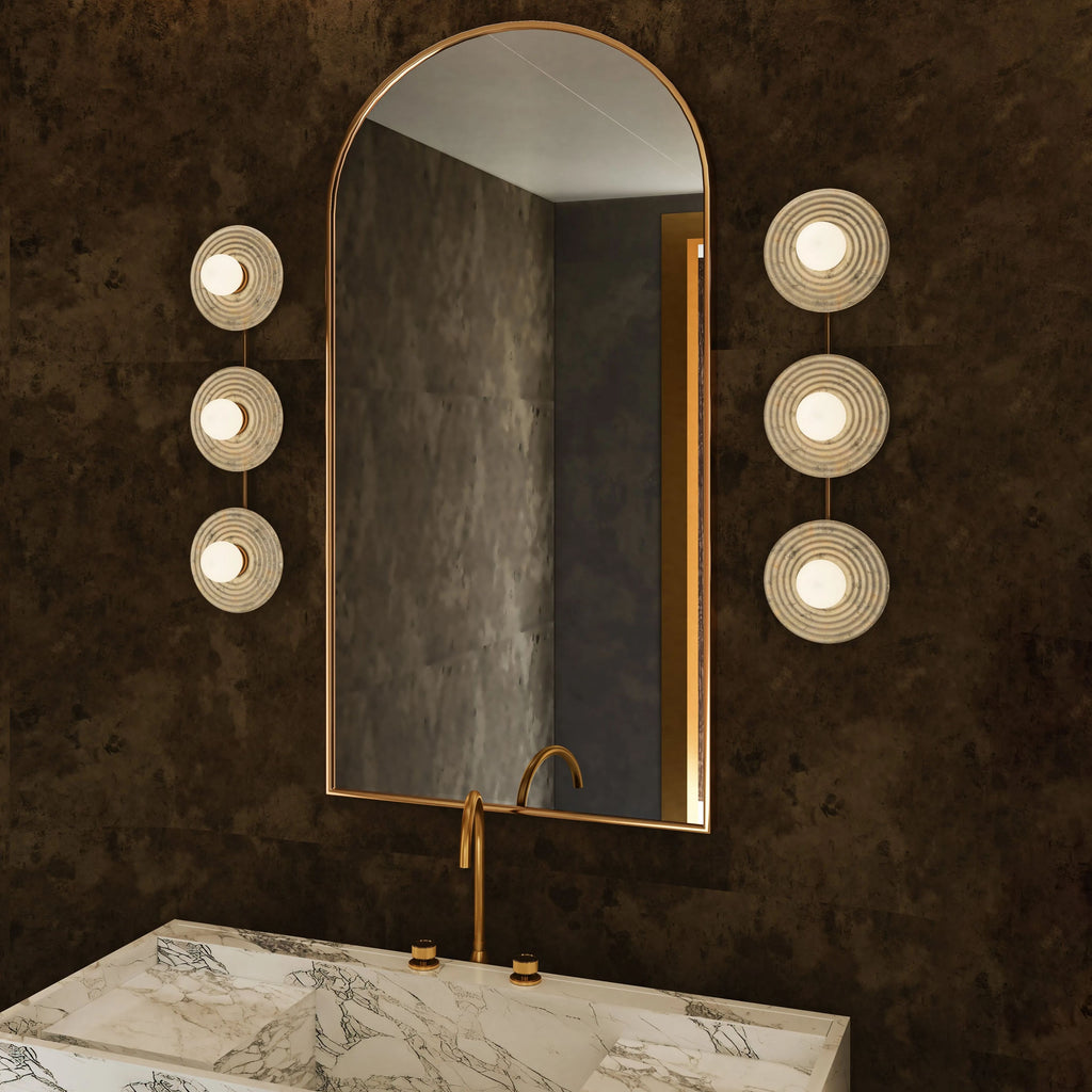 Dahlia Triple Alabaster Wall Sconce by Bling Lighting Studio