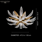 Dandelion Flush Mount Ceiling Light 120 x 32 cm size diagram