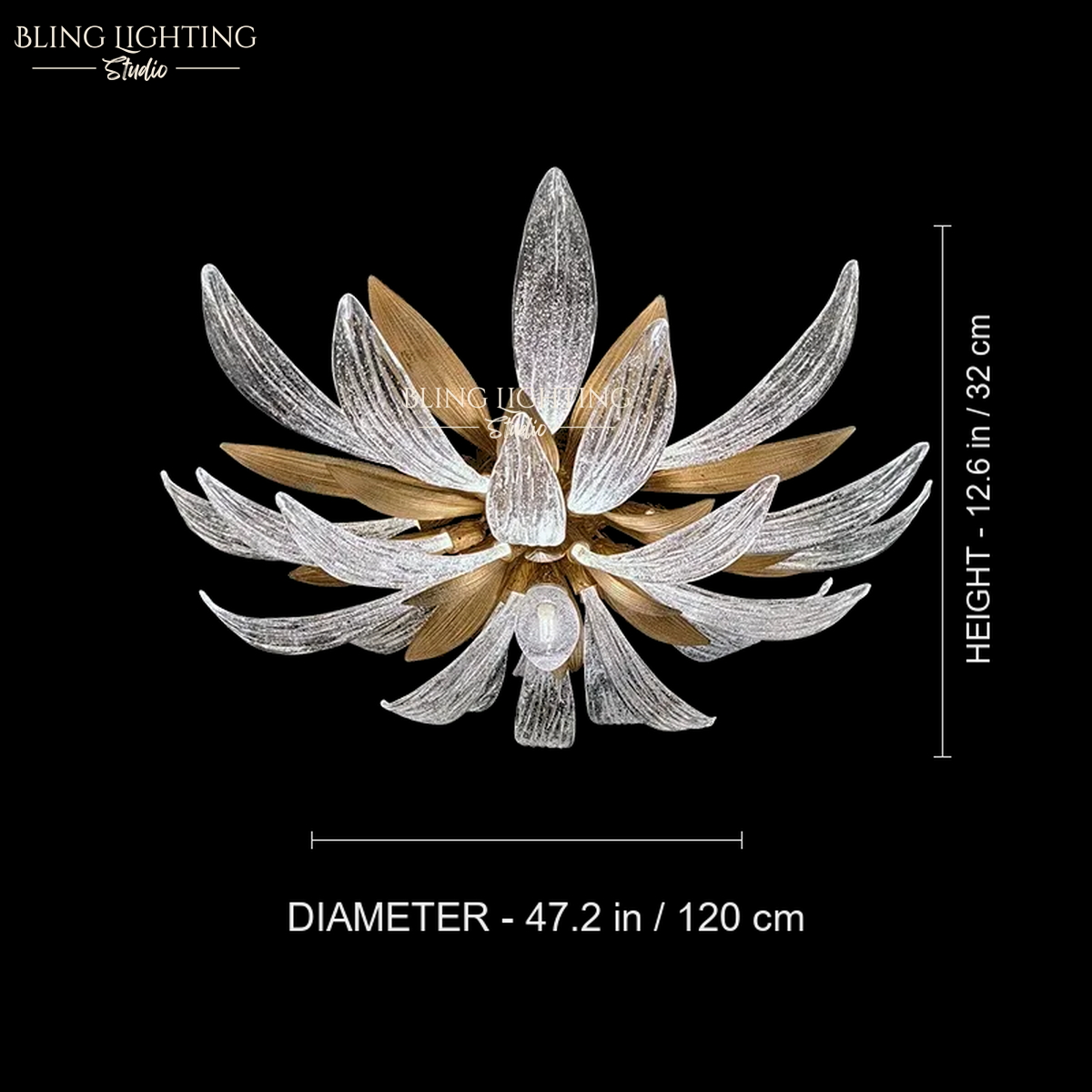 Dandelion Flush Mount Ceiling Light 120 x 32 cm size diagram