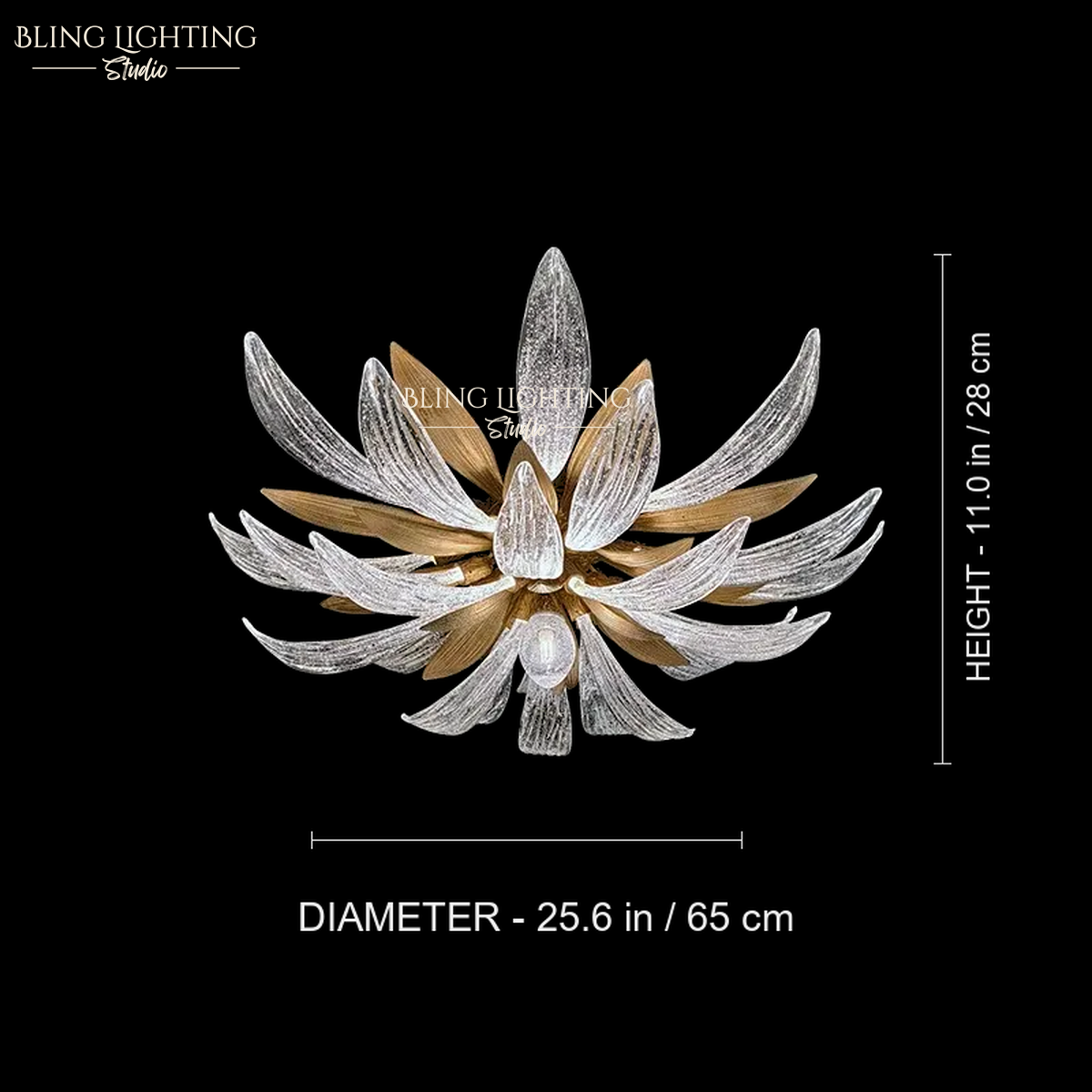 Dandelion Flush Mount Ceiling Light 65 x 28 cm size diagram