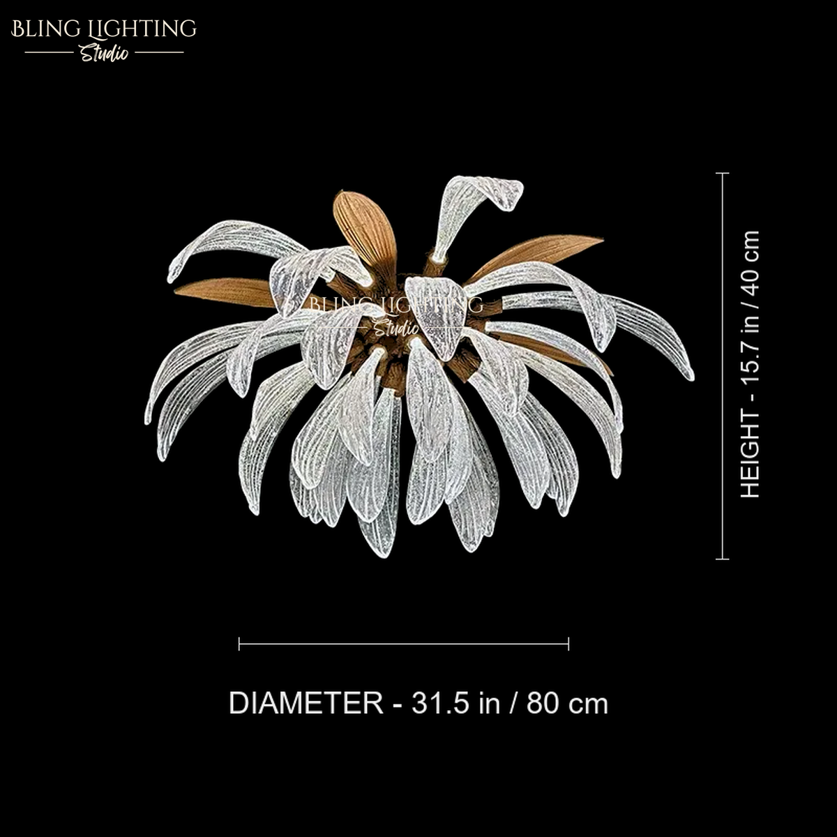 Dandelion Flush Mount Ceiling Light 80 x 40 cm size diagram