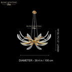 Dandelion Linear Glass Chandelier 100 x 55 cm size diagram