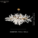 Dandelion Linear Glass Chandelier 180 x 60 cm size diagram