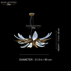 Dandelion Linear Glass Chandelier 80 x 28 cm size diagram