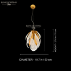 Dandelion Glass Pendant Light 50 x 70 cm size diagram