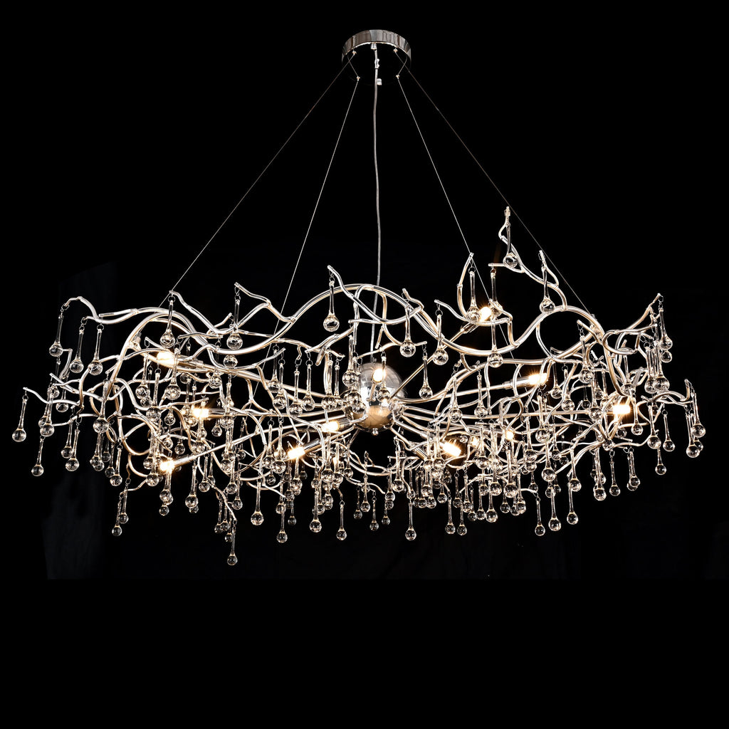 Dawn Livio Teardrop Branching Brass Round Chandelier by Bling Lighting Studio