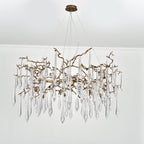 Dawn Teardrop Branch Brass Round Chandelier by Bling Lighting Studio