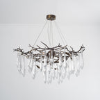 Dawn Teardrop Branch Brass Round Chandelier by Bling Lighting Studio