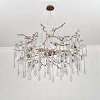 Dawn Teardrop Branch Brass Round Chandelier by Bling Lighting Studio