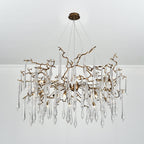 Dawn Teardrop Branch Brass Round Chandelier by Bling Lighting Studio