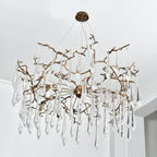 Dawn Teardrop Branch Brass Round Chandelier by Bling Lighting Studio