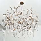 Dawn Teardrop Branch Brass Round Chandelier by Bling Lighting Studio