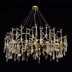 Dawn Teardrop Branch Brass Round Chandelier by Bling Lighting Studio