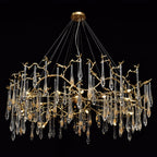 Dawn Teardrop Branch Brass Round Chandelier by Bling Lighting Studio