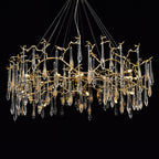 Dawn Teardrop Branch Brass Round Chandelier by Bling Lighting Studio