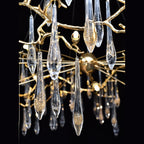 Dawn Teardrop Branch Brass Round Chandelier by Bling Lighting Studio