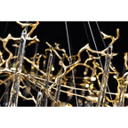 Dawn Teardrop Branch Brass Round Chandelier by Bling Lighting Studio