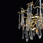 Dawn Teardrop Branch Brass Round Chandelier by Bling Lighting Studio