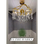 Dawn Teardrop Branch Brass Round Chandelier by Bling Lighting Studio