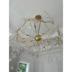 Dawn Teardrop Branch Brass Round Chandelier by Bling Lighting Studio
