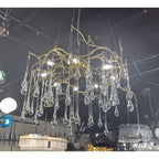 Dawn Teardrop Branch Brass Round Chandelier by Bling Lighting Studio