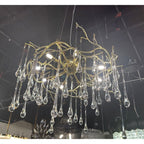 Dawn Teardrop Branch Brass Round Chandelier by Bling Lighting Studio