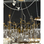 Dawn Teardrop Branch Brass Round Chandelier by Bling Lighting Studio