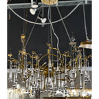 Dawn Teardrop Branch Brass Round Chandelier by Bling Lighting Studio
