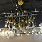 Dawn Teardrop Branch Brass Round Chandelier by Bling Lighting Studio
