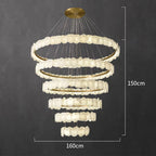 Modern Multi-layer White Alabaster Chandelier for Staircase/Foyer by Bling Lighting Studio