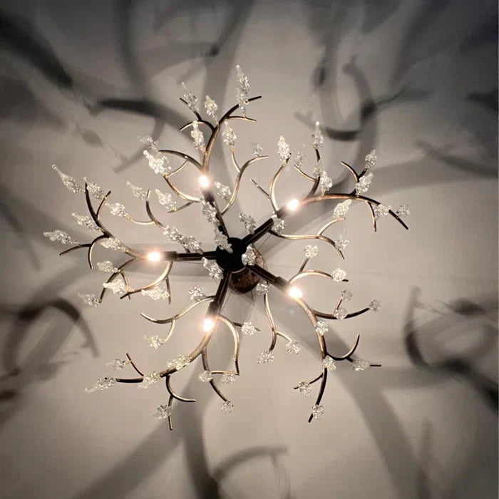 Luxury Crystal Geometric Branch Chandelier for High Ceilings material and finish detail
