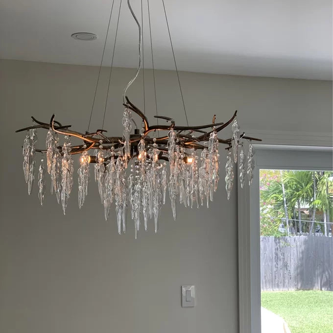 Luxury Crystal Geometric Branch Chandelier for High Ceilings product image