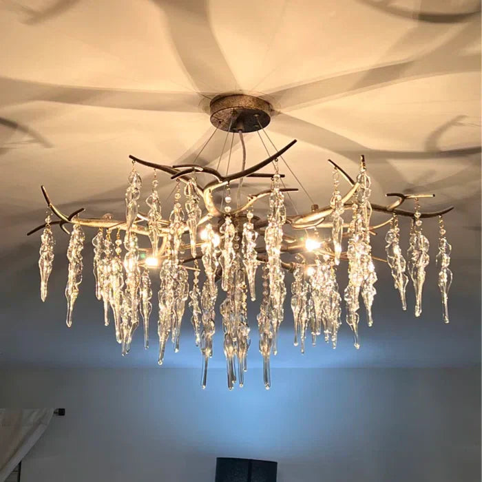 Luxury Crystal Geometric Branch Chandelier for High Ceilings by Bling Lighting Studio