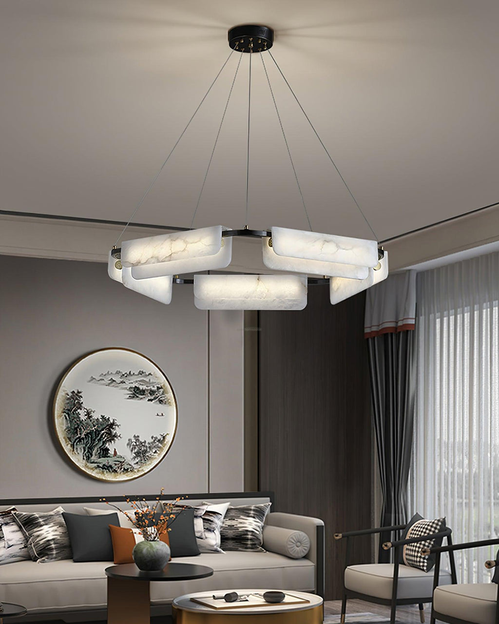 Delia Alabaster Chandelier 23.6''31.5'' by Bling Lighting Studio
