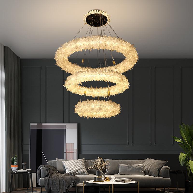 Derek Modern Rock Quartz Crystal Cluster Halo Chandelier by Bling Lighting Studio