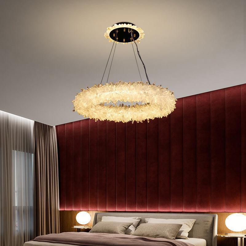 Derek Modern Rock Quartz Crystal Cluster Halo Chandelier by Bling Lighting Studio