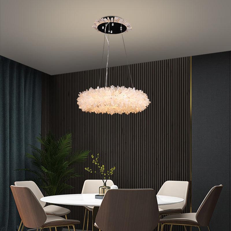 Derek Modern Rock Quartz Crystal Cluster Halo Chandelier by Bling Lighting Studio