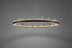 Designer 36 Inch Round Modern Chandelier Brass & Clear Geode Quartz Crystal Hanging Light by Bling Lighting Studio