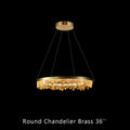 Designer 36 Inch Round Modern Chandelier Brass & Clear Geode Quartz Crystal Hanging Light product image