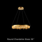 Designer 36 Inch Round Modern Chandelier Brass & Clear Geode Quartz Crystal Hanging Light product image
