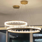 Designer 36 Inch Round Modern Chandelier Brass & Clear Geode Quartz Crystal Hanging Light product image