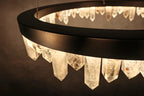 Designer 36 Inch Round Modern Chandelier Brass & Clear Geode Quartz Crystal Hanging Light product image