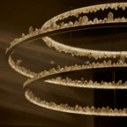Designer 36 Inch Round Modern Chandelier Brass & Clear Geode Quartz Crystal Hanging Light product image
